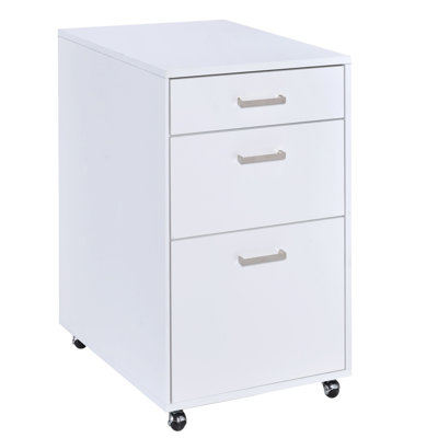 White High Gloss File Cabinet With 3 Drawers
