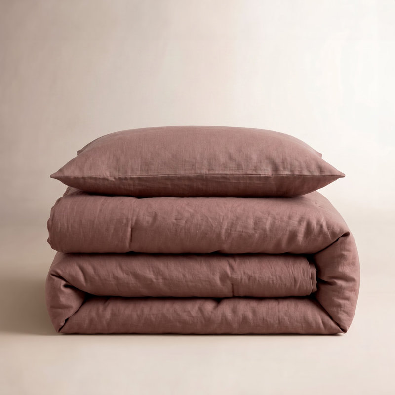 French Linen Comforter & Sham Set, Clay, Twin Comforter + 1 Standard Pillow Sham