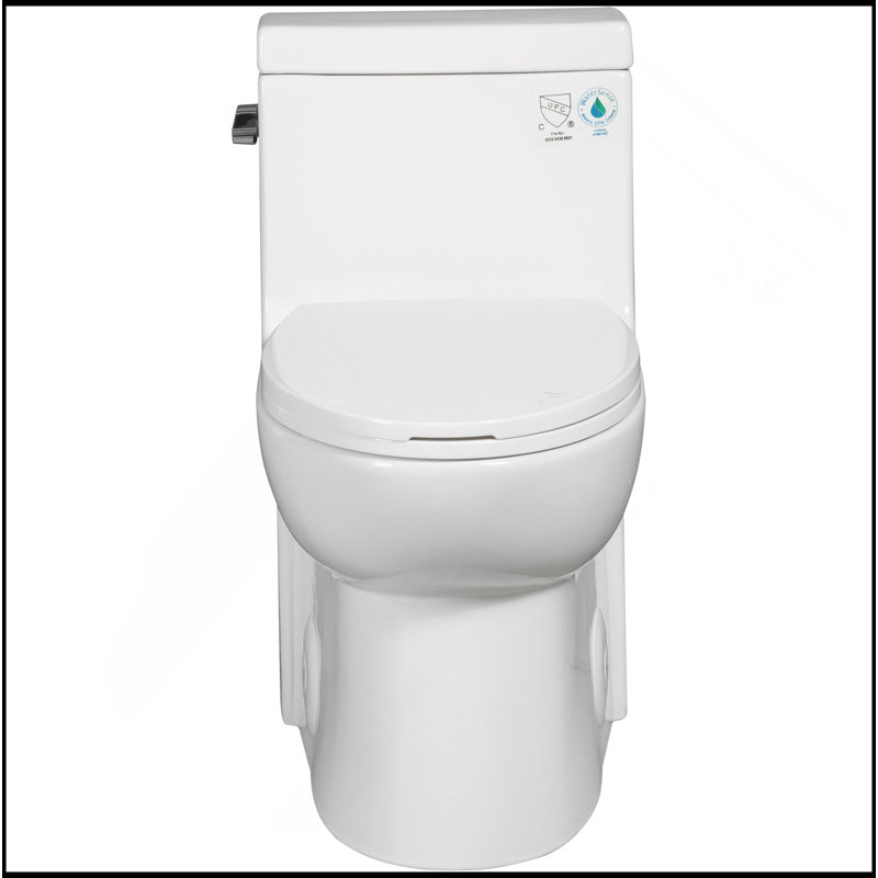 Toilette moderne une pièce à chasse d'eau 1,28 GPF, à hauteur allongée et confortable, avec siège à fermeture douce et siège à fermeture douce 1000 po, blanc brillant