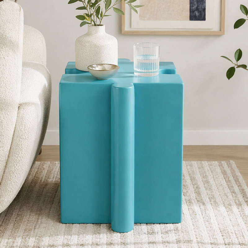 Table d'appoint Art, Bleu clair-1