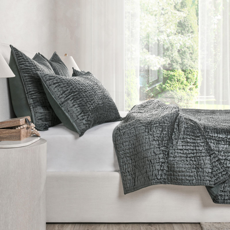 Velvet Quilt, Queen Quilt, Bay Green