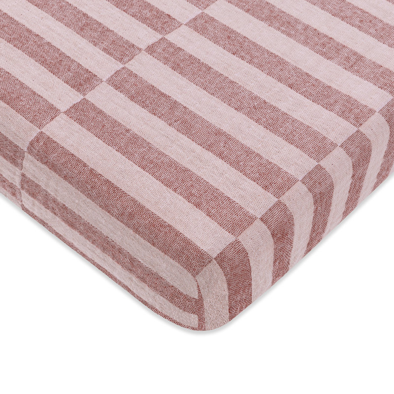 Maroon Stripe Muslin Mini Crib Sheet