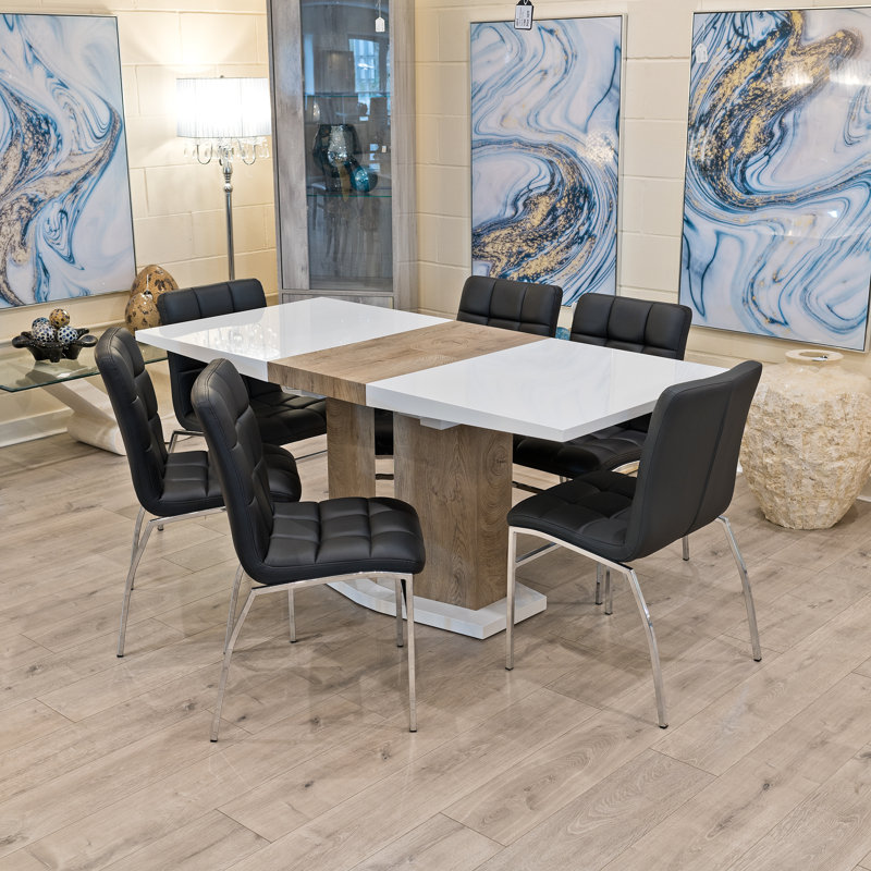 Dubey 6 - Person Butterfly Leaf Dining Set, Grey, Brown