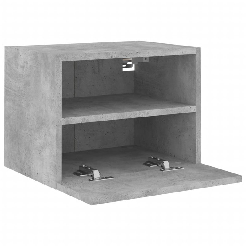Baheejah Engineered Wood Glass  TV Stand, 15.7"H x 15.7"L x 11.2"W, Concrete Grey