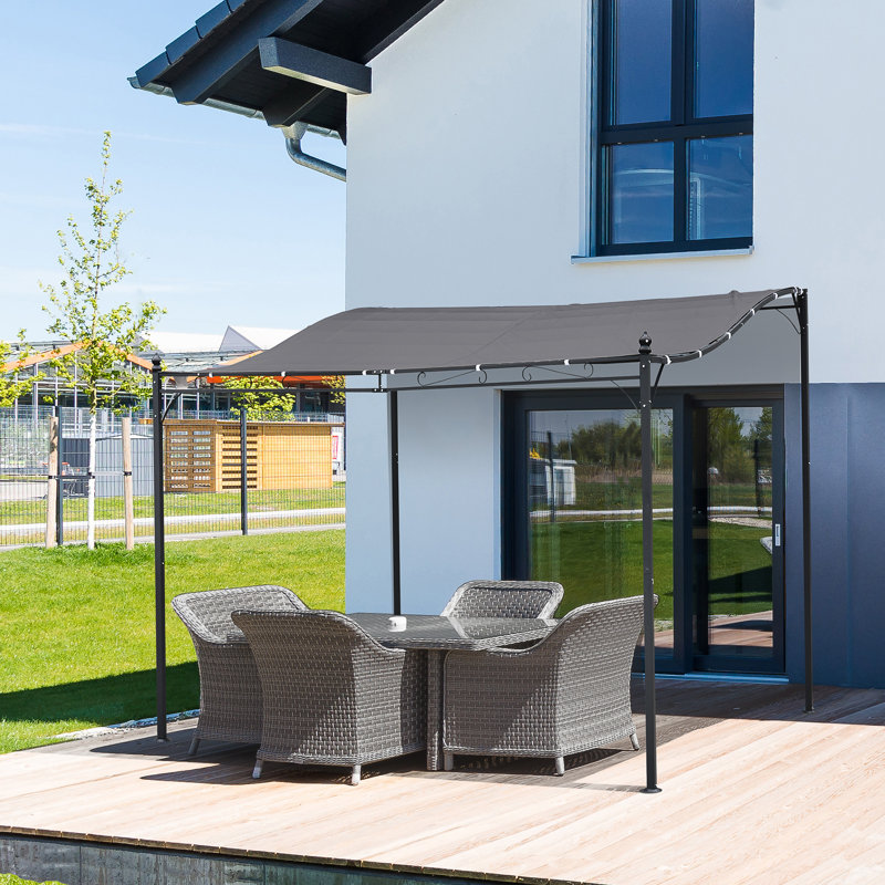 Outsunny Gray Steel Outdoor Pergola Gazebo with Weather-Resistant Canopy