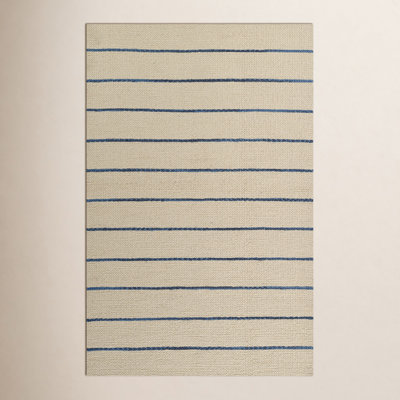 Lemington Beige Blue Hand-Braided Striped Rug