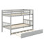 Lit superposé modulaire en bois avec lit gigogne, conception convertible et garde-corps de sécurité-1399028226