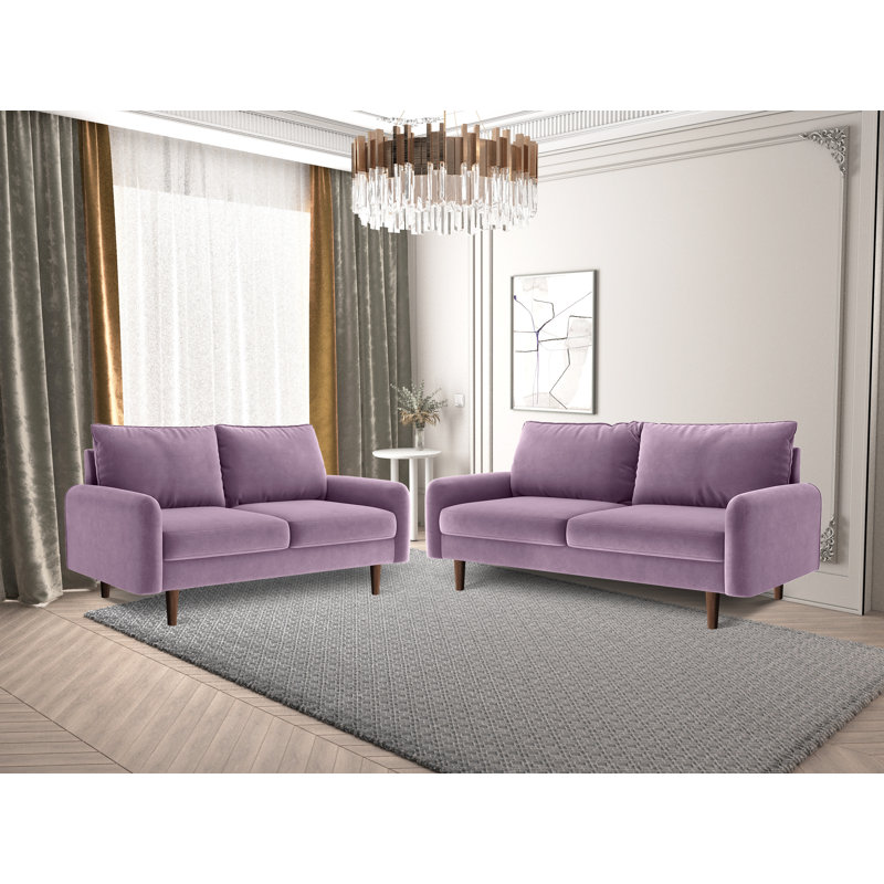 Canapé rembourré 70 po Siniard, Velours lavande, H 33,1 po x l 70 po x P 31,7 po