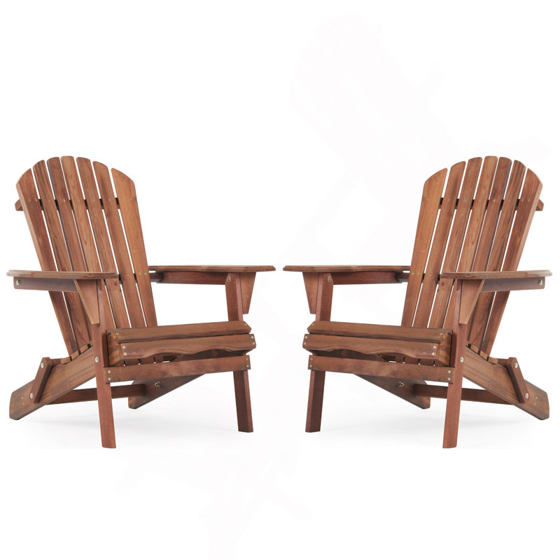 Wooden Outdoor Folding Adirondack Chair Set Of 2 Wood Lounge Patio Chair For Garden,Garden, Lawn, Backyard, Deck, Pool Side, Fire Pit,Half Assembled