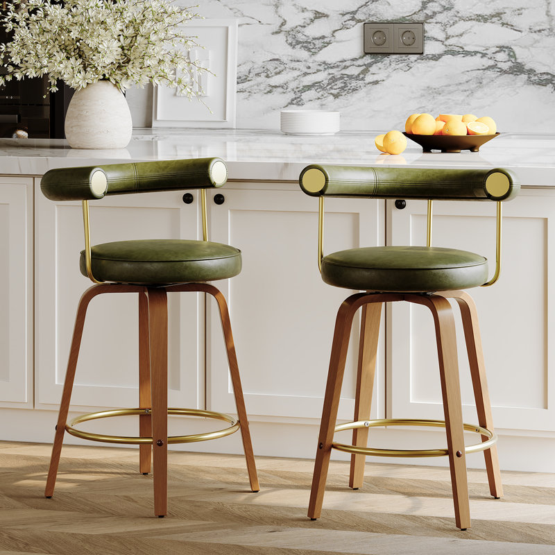 Tabourets de bar pivotants en similicuir (ensemble de 2), Vert