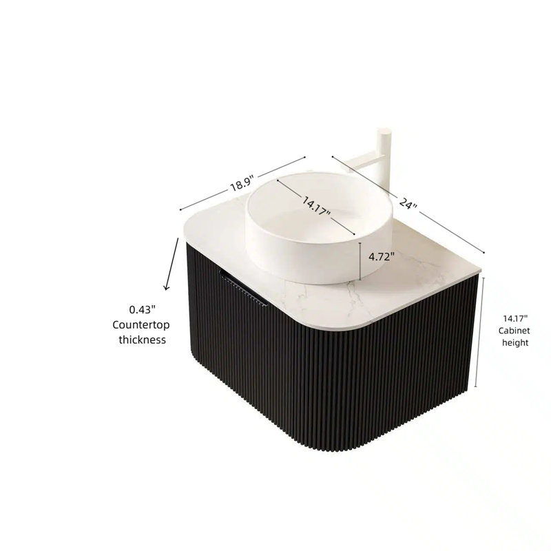 Meuble-lavabo de salle de bain de style contemporain, Black, 24"