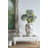 White Ceramic Accent Vase With Gray Floral Design-1157381781