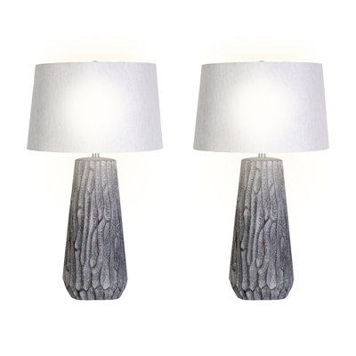 Lampe de table en céramique texturée Elegance - gris - ensemble de 2