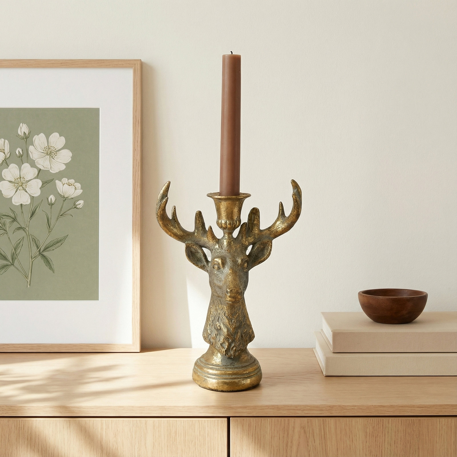 RESIN TAPER CANDLE HOLDER - DEER