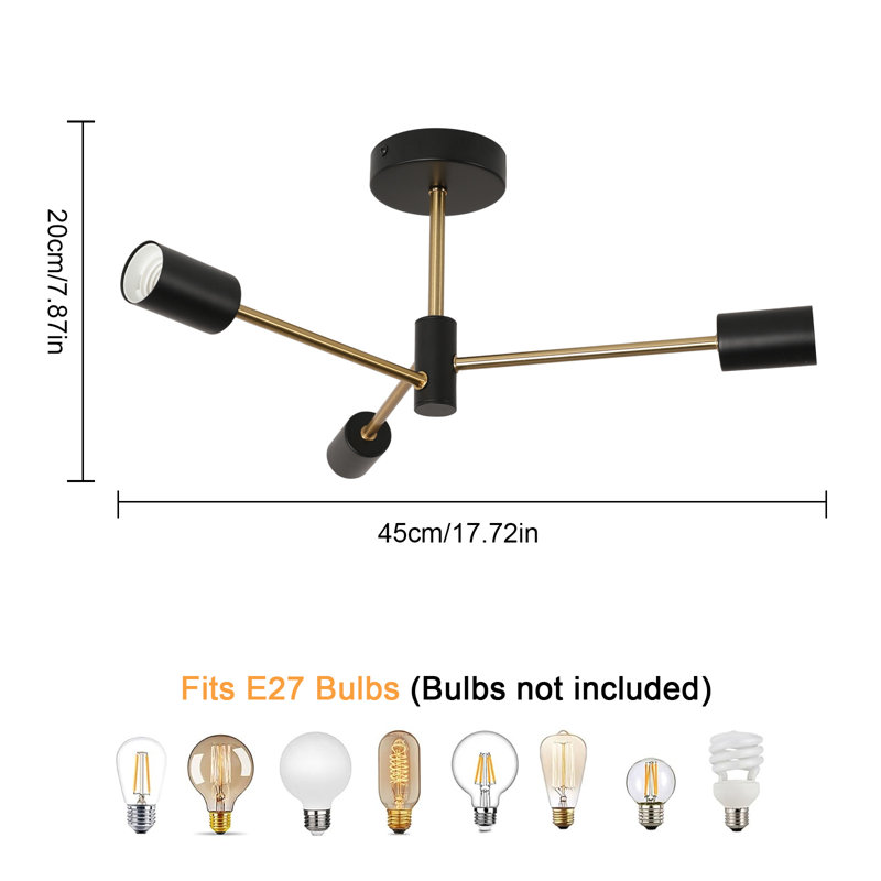 Vintage 3-Light Branch Flush Mount