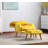 Fabric Accent Chair With Ottoman Set, Wood Legs And Adjustable Backrest-61043183-61043181