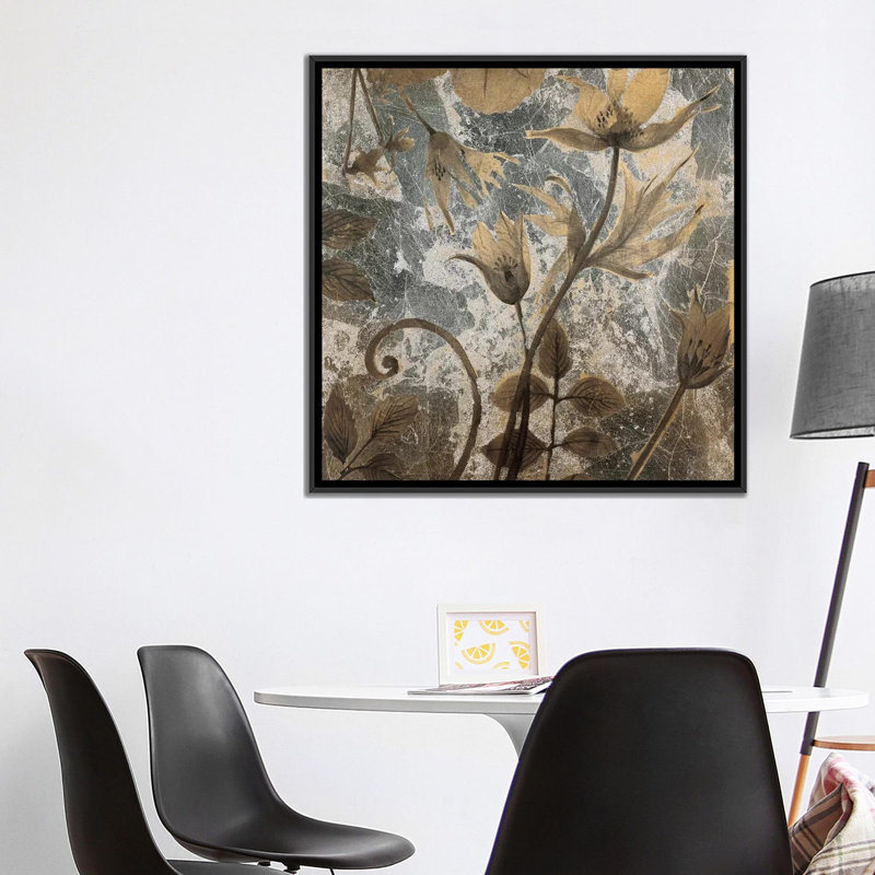 « subaquatique botanique i », reproduction sur toile, H 18 po x l 18 po x P 1,5 po, Toile encadrée noire, Pas de tapis