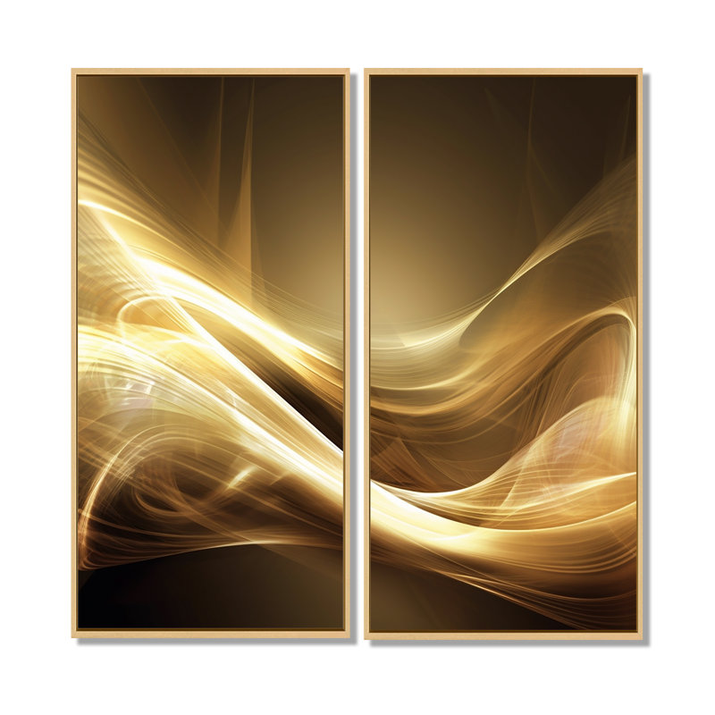 Gold Elegant Modern Sofa III - Art mural moderne doré, 40" H x 40" W, Cream, Impression encadrée flottante