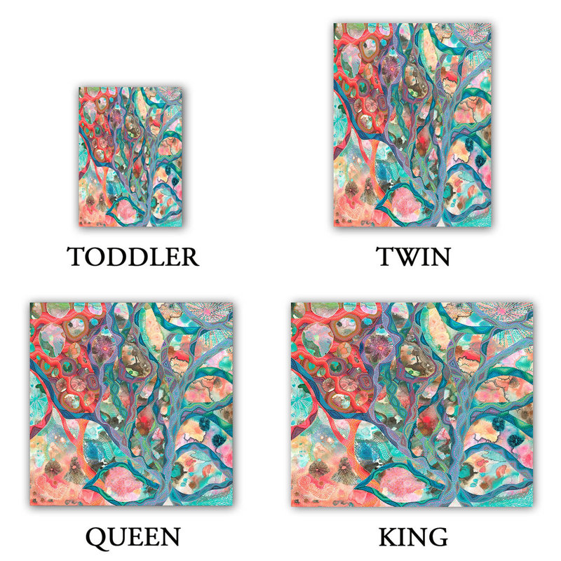 Ensemble de housse de couette pour lit simple DiaNoche en microfibre par Sonia Begley - Underwater Coral Sunset Orange