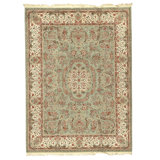 Hand Knotted Wool Area Rug in Green
