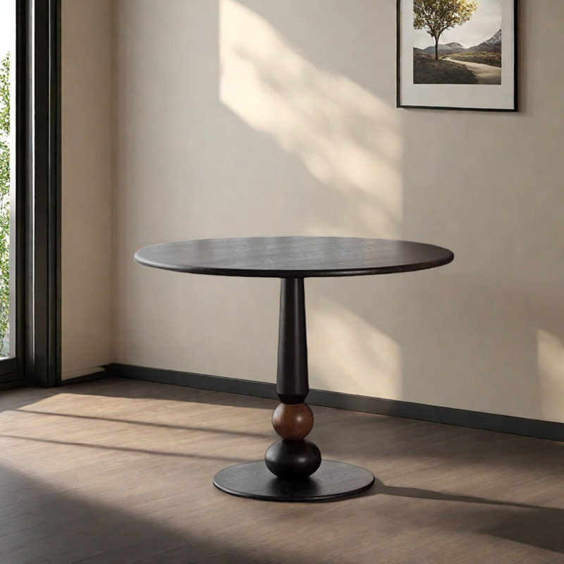 Retro Simple Durable Solid Wood Round Table, 29.52"H x 39.37"L x 39.37"W