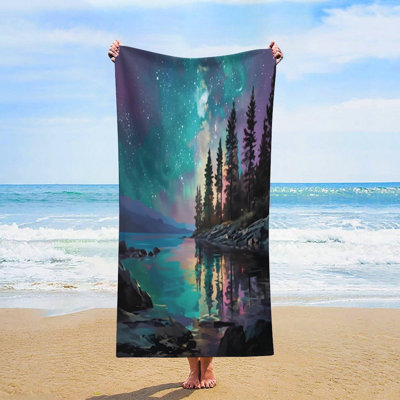 Starry Night Oversized Microfiber Beach Towel,Sand Free Quick Dry Pool Towels,Lightweight Absorbent Bath Sheet for Travel Swim Vacation, 36 x 72 inAnd a complimentary Chinese-style canvas bag is included