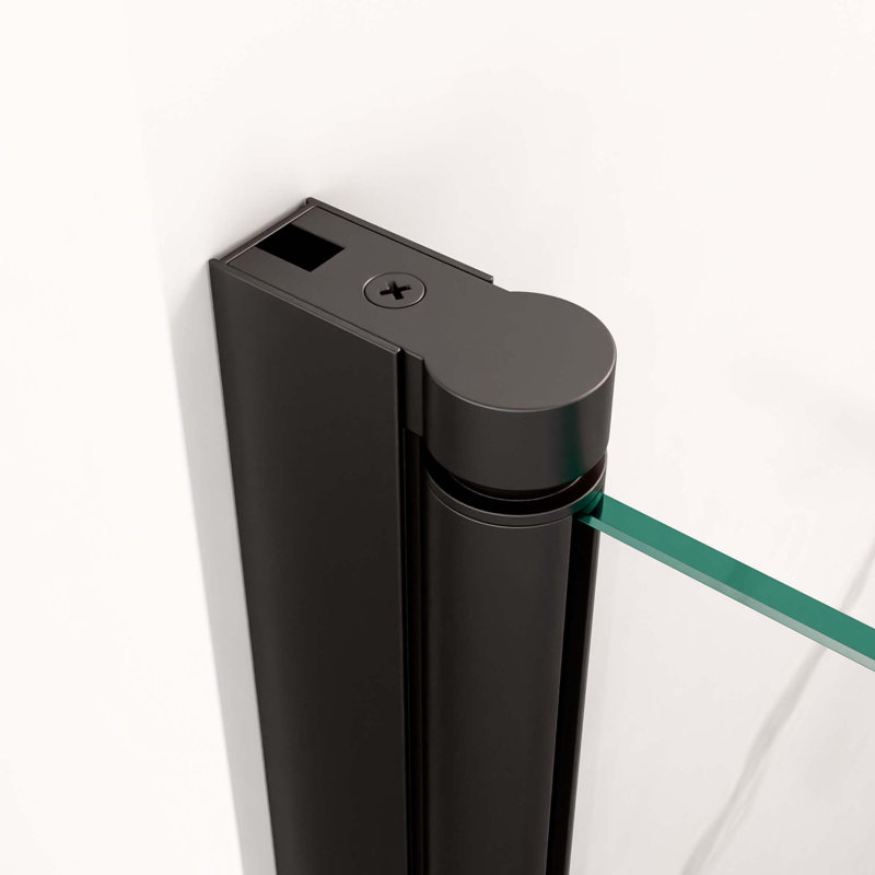Porte de douche 72 "H 72" avec cadre pivotant sans cadre et verre trempé de 1 po d'épaisseur (6 mm), Noir mat