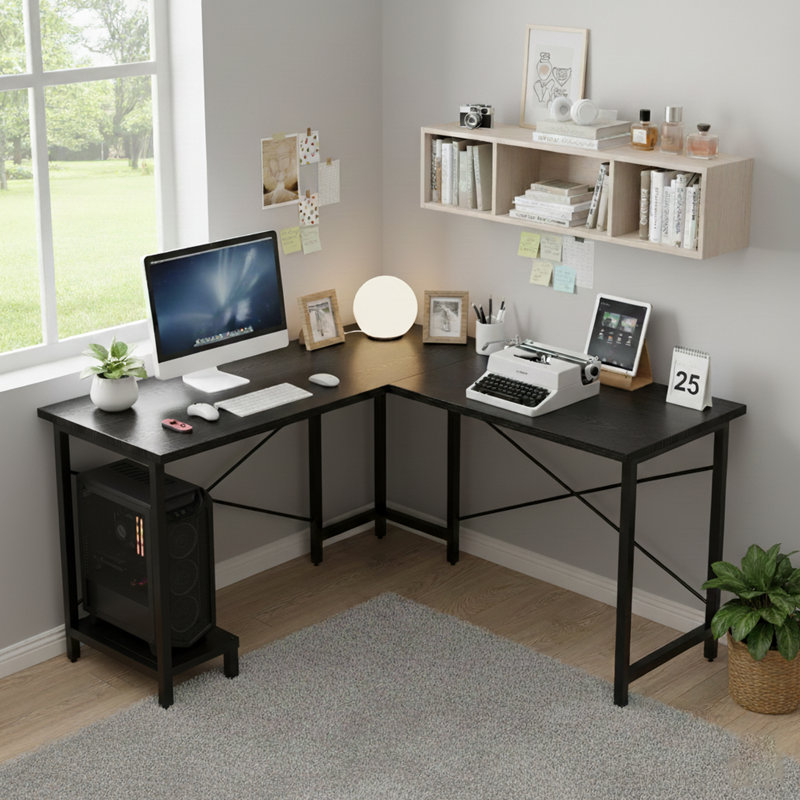 49-Inch L Shaped Desk - Computer Desk Corner Desks Gaming Desk PC Table, with CPU Stand Side Bag for Home Office Dorm Sturdy Writing Workstation