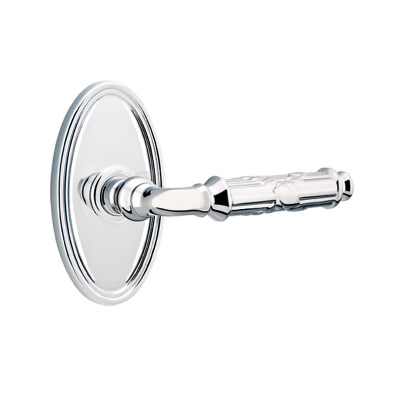 Poignée de porte avec rosette Ribbon and Reed Passage (Hall & Closet), Gauche, Chrome brillant
