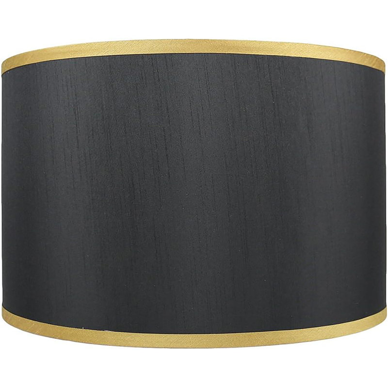 Abat-jour tambour (araignée), Noir avec bordure dorée, H 10 po x l 16 po x P 16 po