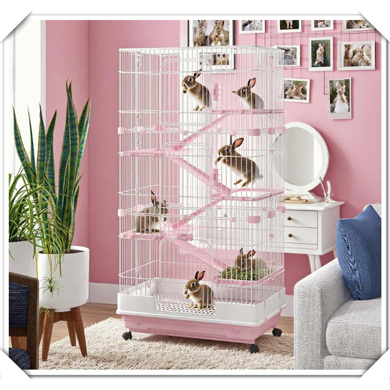 Cage à petits lapins avec roulettes universelles verrouillables