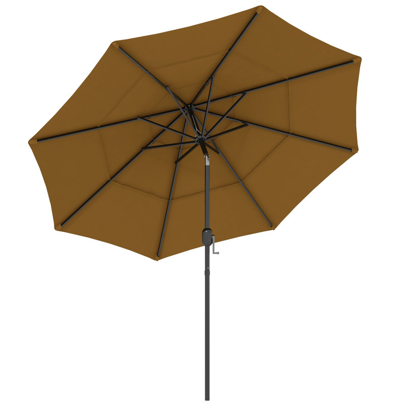 Parasol de marché d'extérieur 3 niveaux Granberry, Brun clair