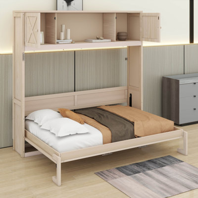 Grand lit escamotable avec armoires de rangement
