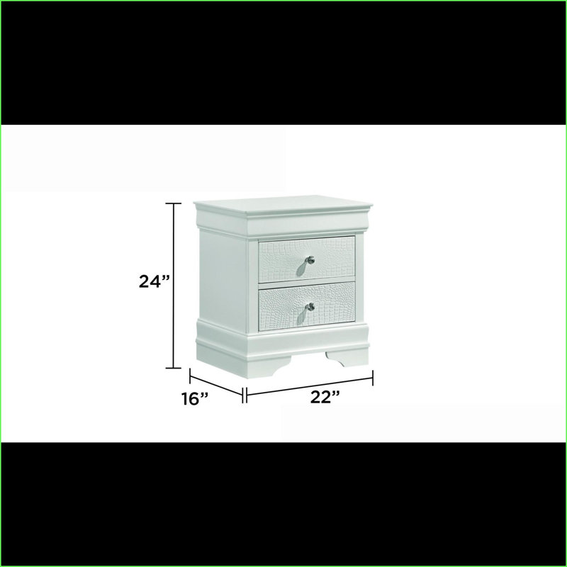 Table de chevet moderne 2 tiroirs Blaze, Blanc