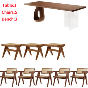 Ensemble de table moderne en bois massif de style simple et acrylique