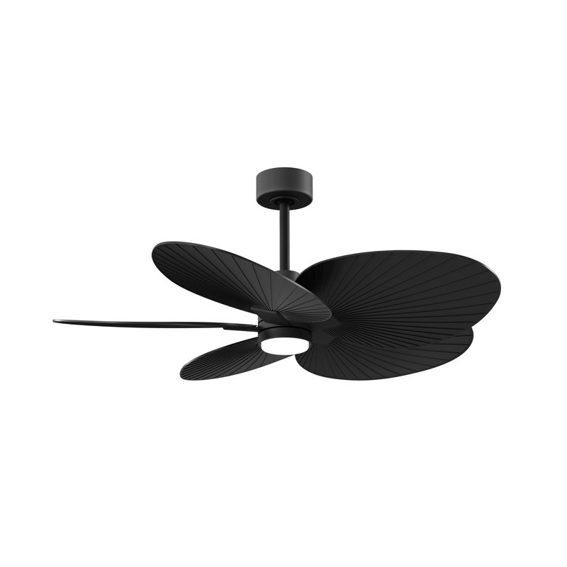 Alessandra Tropical - Five Blade Ceiling Fan - Integrated LED -Matte Black Finish -Light Blue Blades, Matte Black