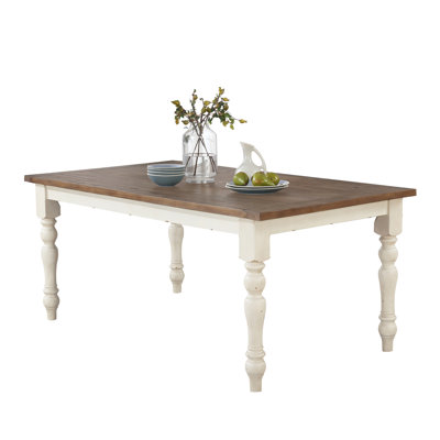 Prato Antique White And Distressed Oak Two-Tone Finish Wood Dining Table