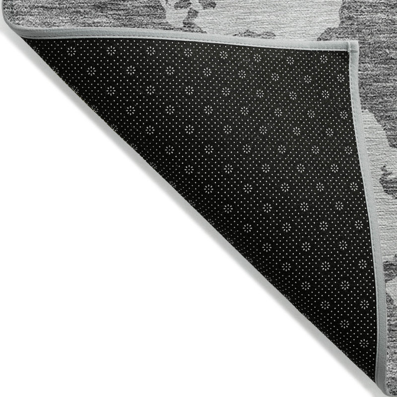 Tapis intérieur lavable abstrait gris et ivoire 3 pi x 5 pi