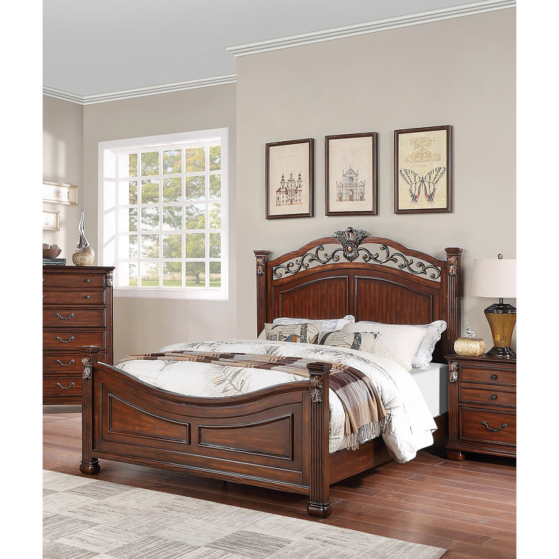 Formal Traditional Dark Cherry Color 1pc Eastern King Size Bed, Headboard Footboard Bedframe