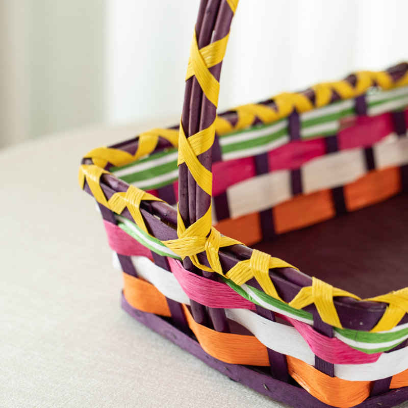 Vibrant Wicker Gift Basket – Versatile Woven Basket With Handle For Easter Candy, Fruit, Snacks, Garden Wedding Decor, Adult Easter Gifts, Party Favors, Kitchen Storage, And Garden Decor
