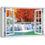 Automne, automne «Window View Autumn Orange Leaf Waterfall Rapid Lake Nature Images Scenic Landscape» sur toile-98449152