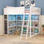 Lit mezzanine en bois avec éclairage DEL, panneau de tableau noir et tablettes-1094825878-1094825879