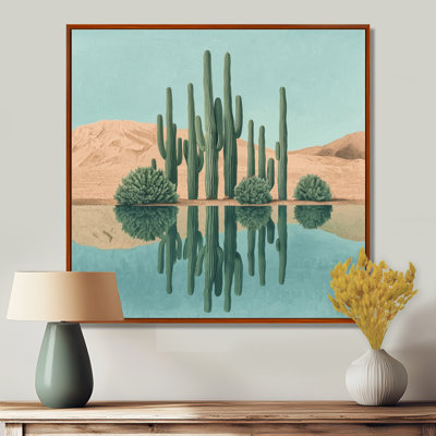 Marzell Cactus and the Desert Oasis II - Cactus, reproduction d'art sur toile encadrée
