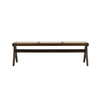 Pierre Jeanneret Solid Wood & Cane Bench