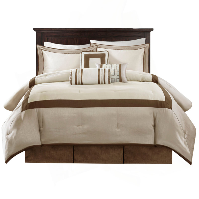 7 Piece Comforter Set Taupe/Brown