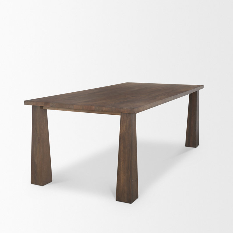 Table de salle à manger rectangulaire en bois massif brun foncé