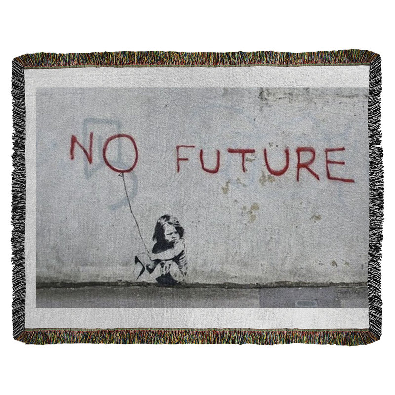 Banksy Graffiti Hand Woven Throw Blanket, 60" W x 80" L