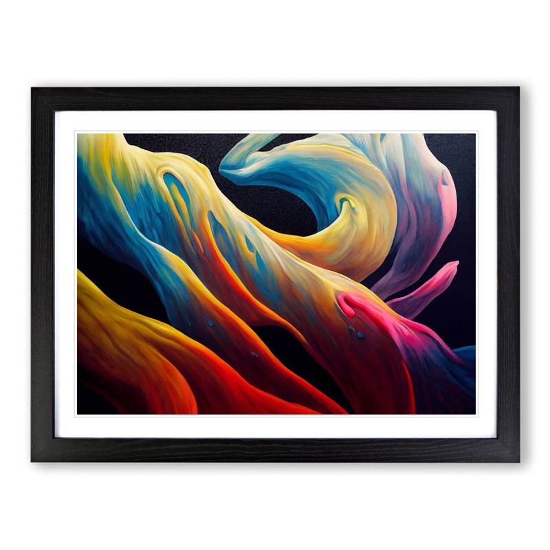 Tranquil Abstract Art - Single Picture Frame Print, Black Framed, 25cm H x 34cm W x 2cm D