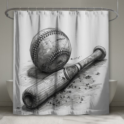 Rideau de douche baseball - Vintage Sports Decor