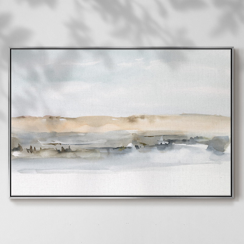 «Marsh Dunes», toile tendue avec châssis en I, H 17 po x l 25 po x P 2 po, Argent